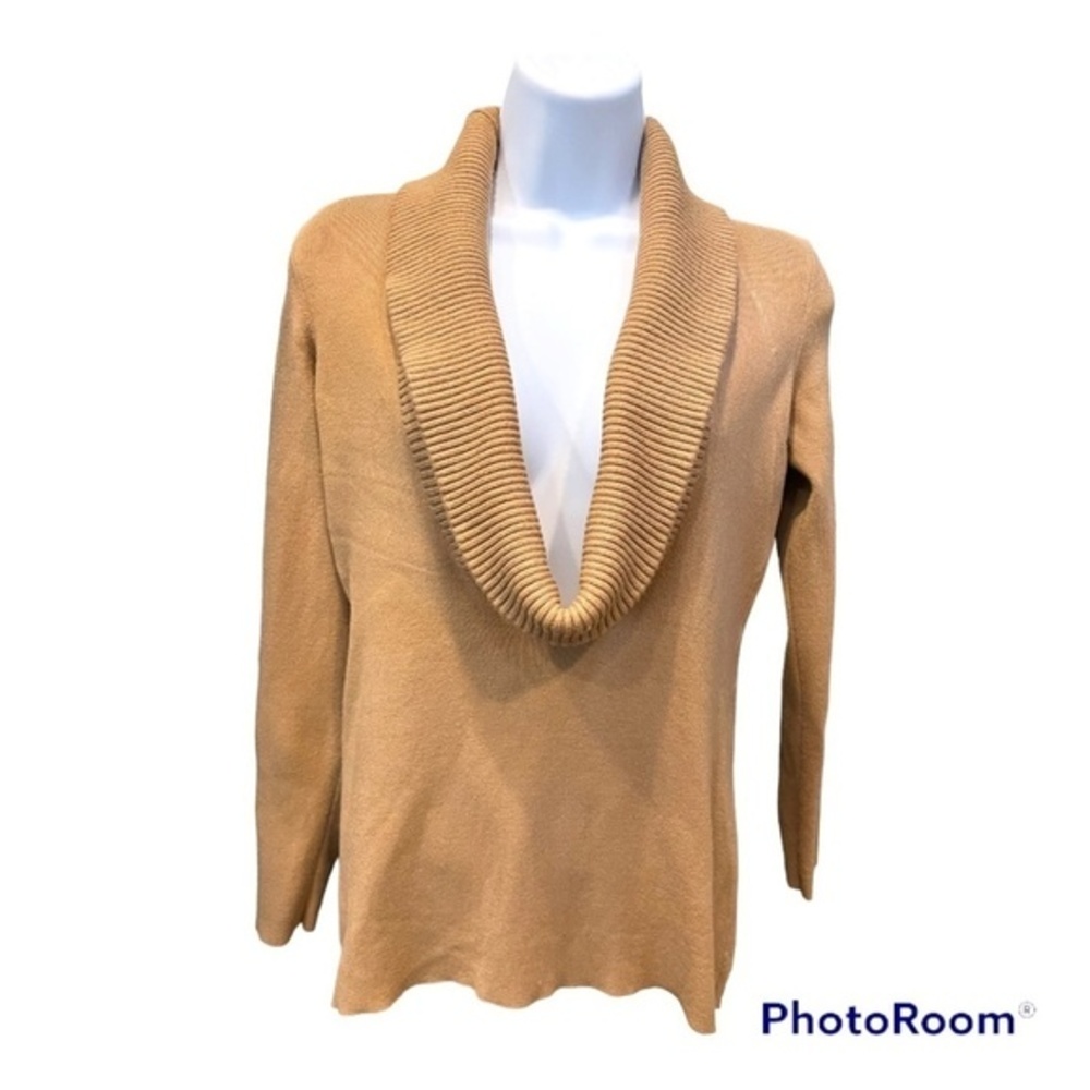 ✨Ann Taylor LOFT Camel Tan Cowl Neck Fall Sweater✨ Size Medium Petite✨EUC✨